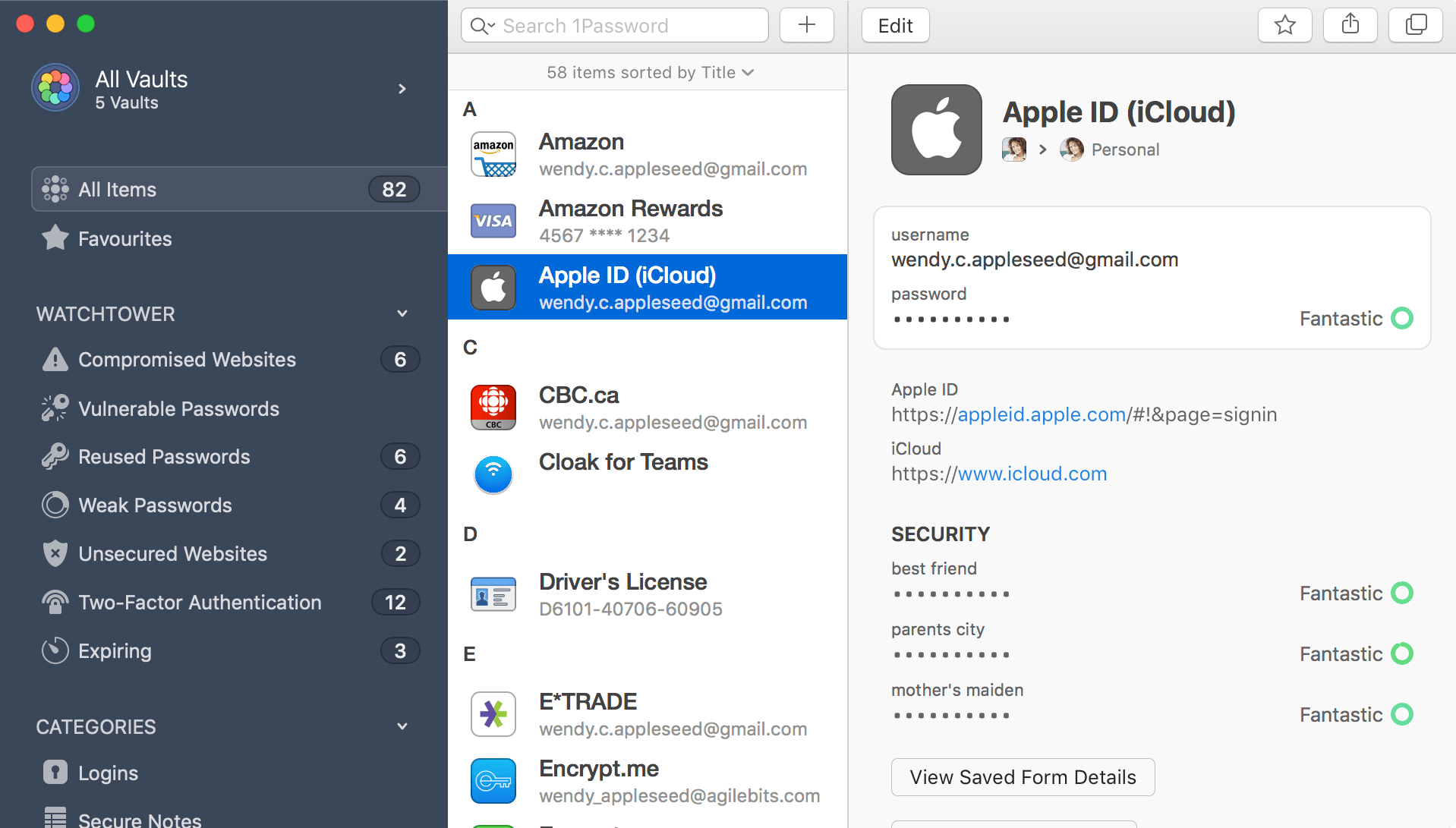 1Password Safari Extensions for Mac