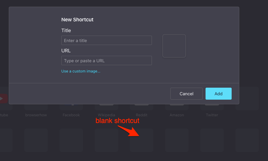 Add New Top Site Shortcut Link to Firefox Home on the Computer