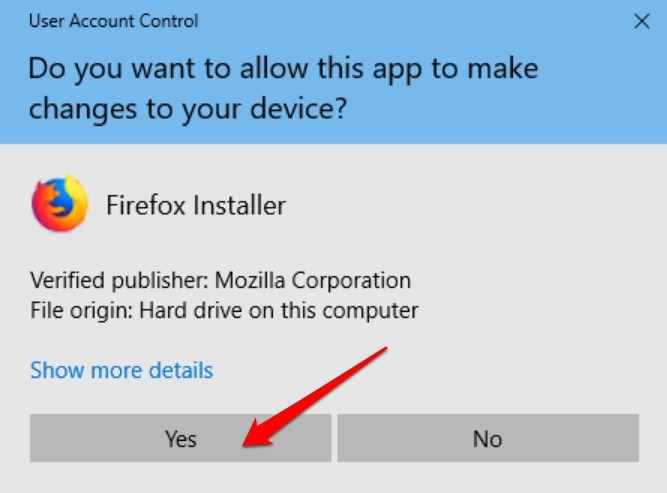 Allow this app to make changes to your device on Windows