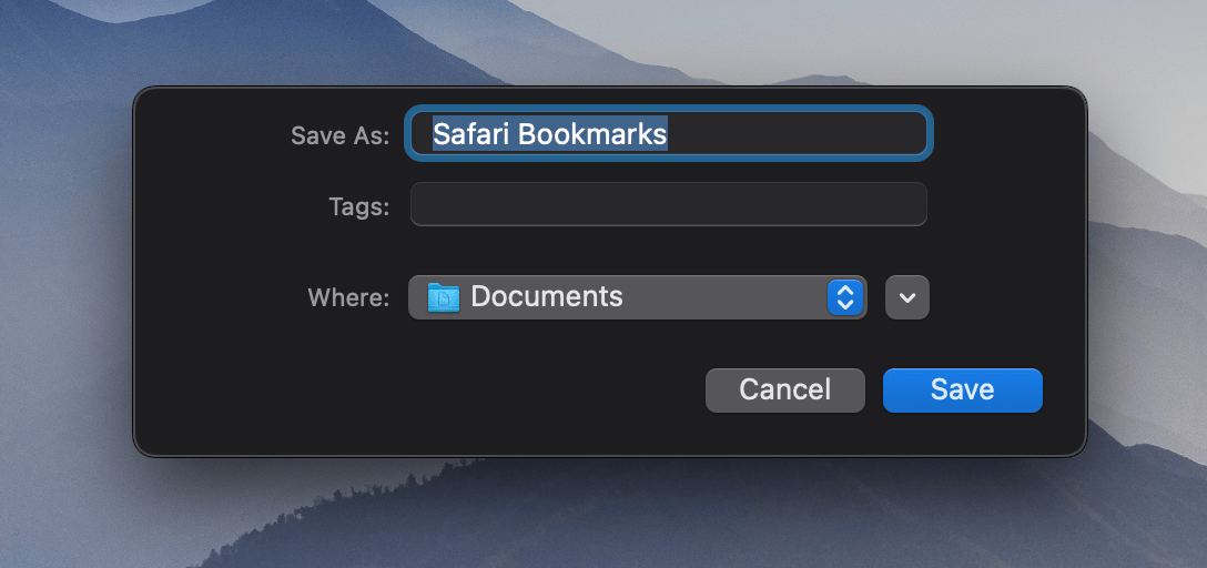 Export Bookmarks from Safari on Mac