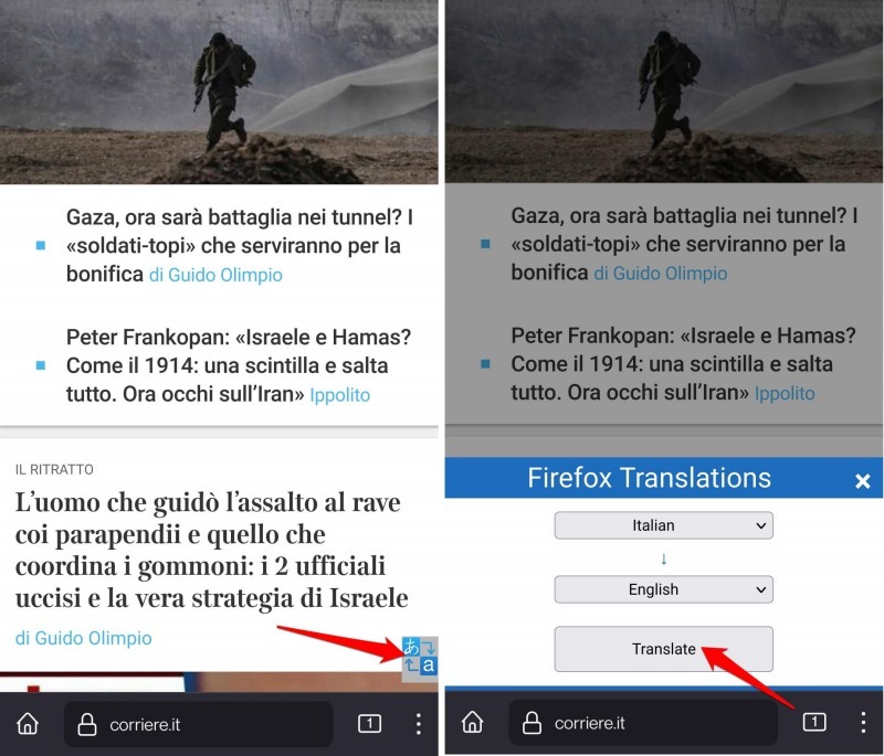 auto translate webpage on Firefox Android