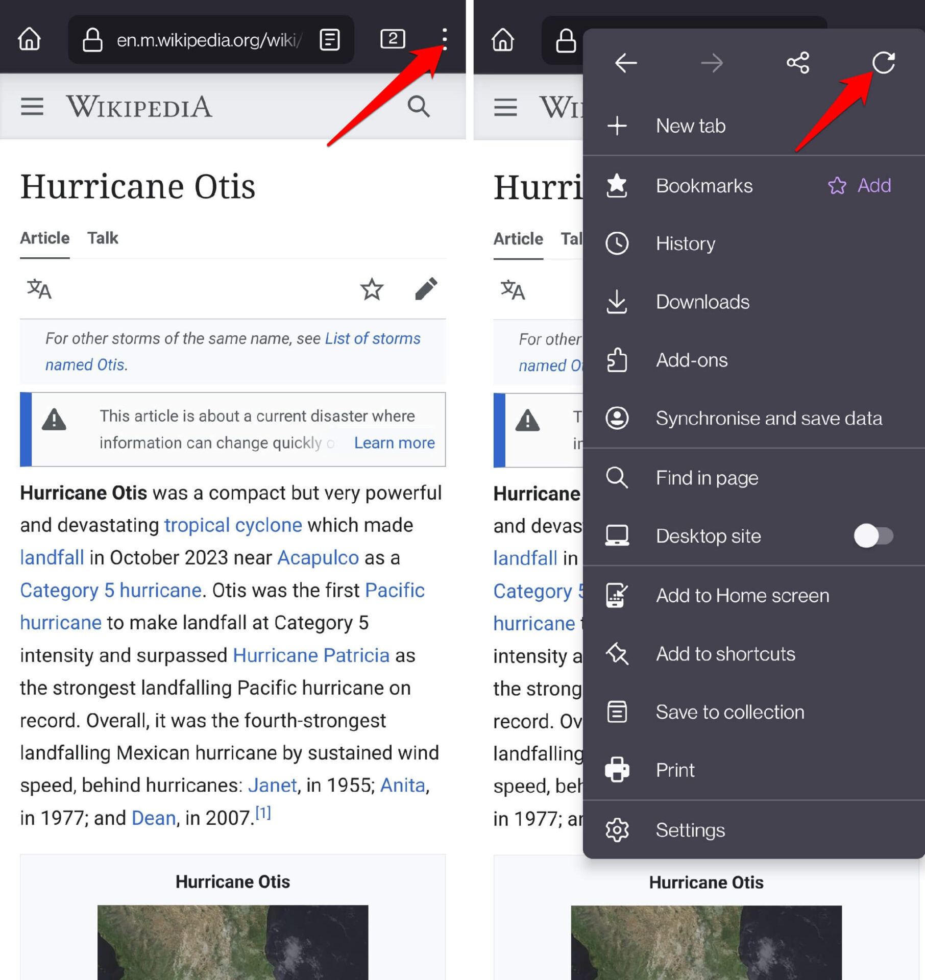 How to Hard Refresh and Reload Page in Firefox on Android
