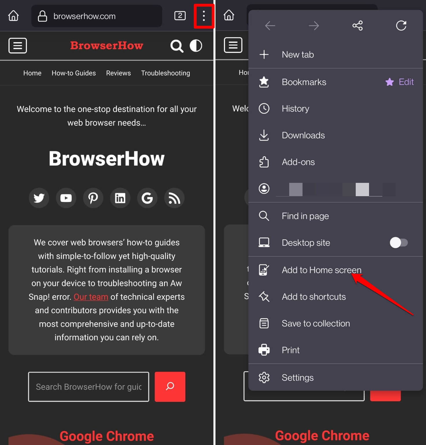 Firefox add to home screen feature