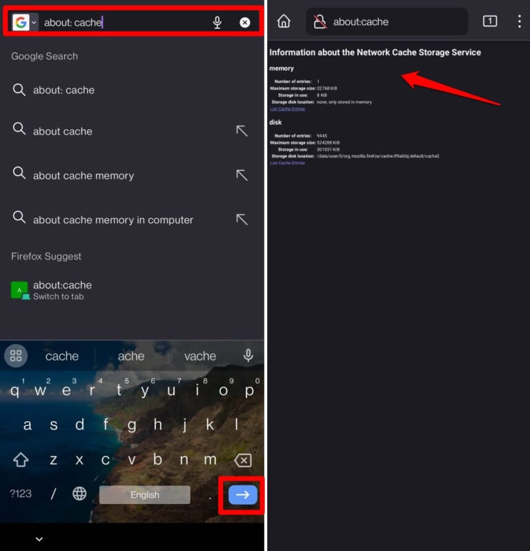 How to View Cache and Storage Space in Firefox on Android