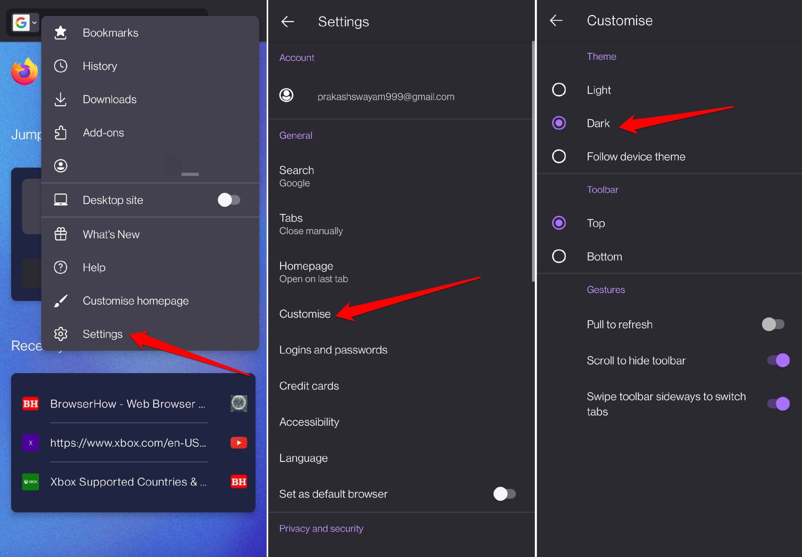 how to change theme and appearance on Firefox for android scaled