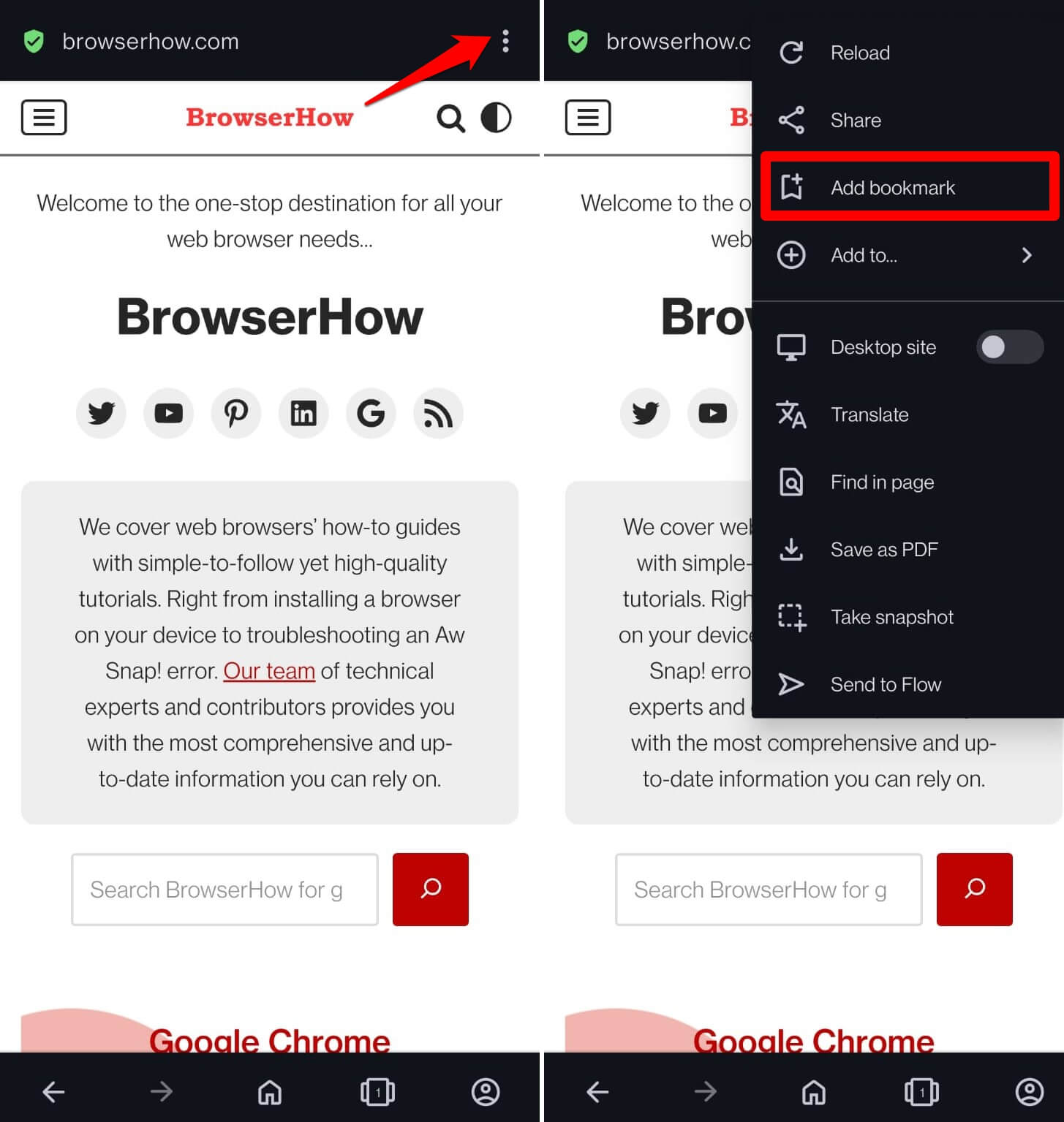 how to add a bookmark on Opera Android