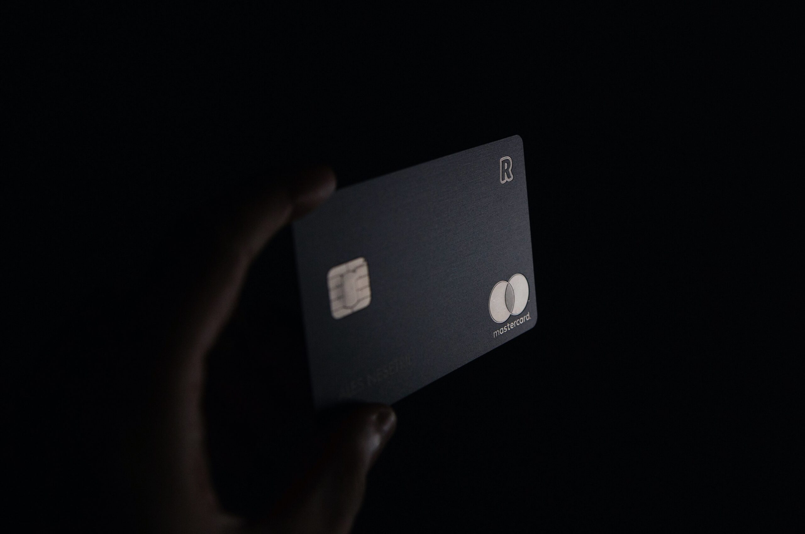 credit card in black background