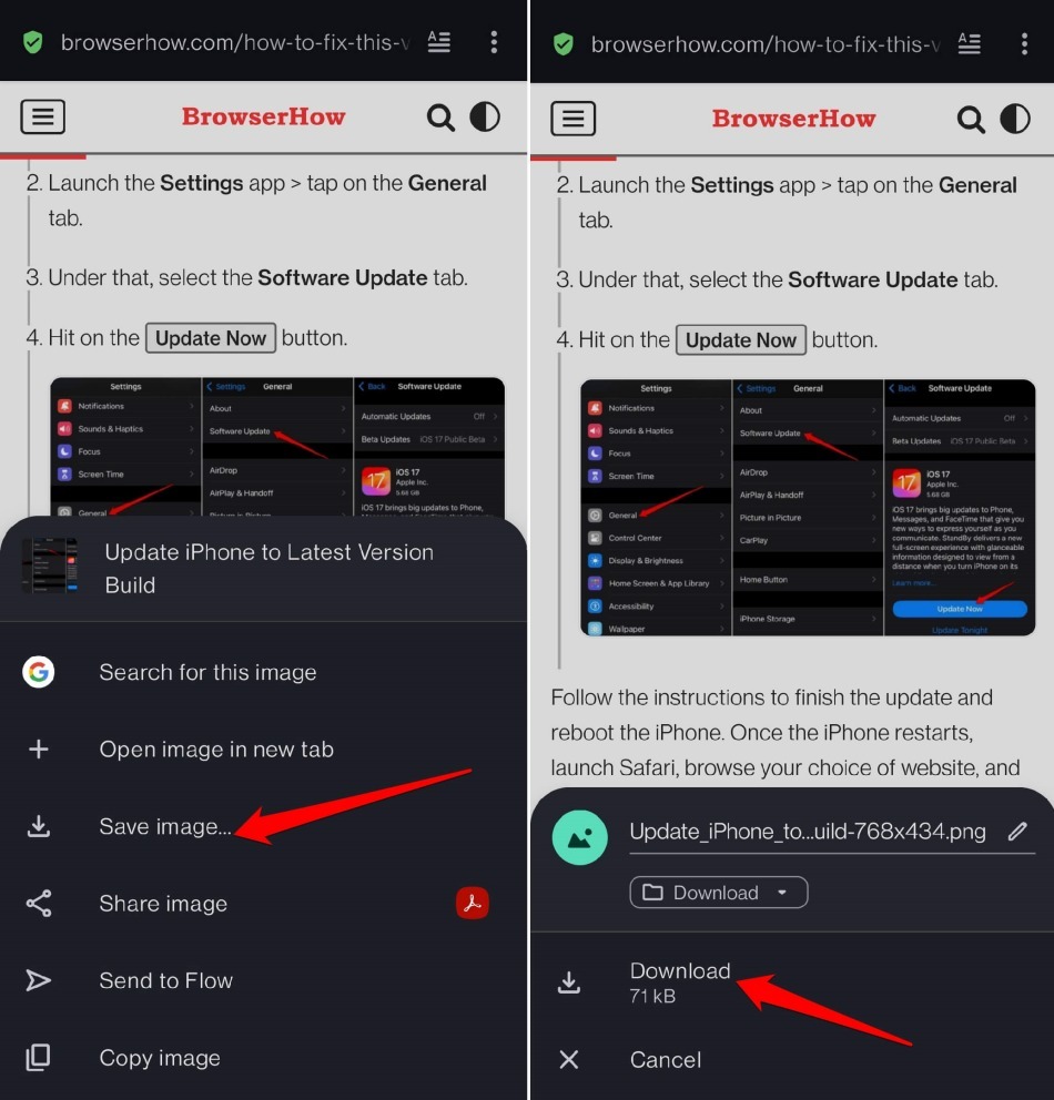 download a file on Opera android