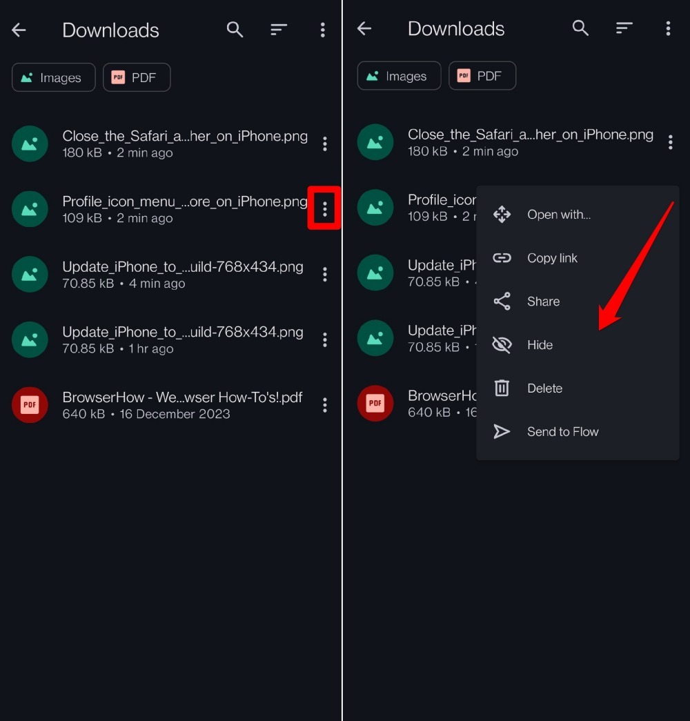 how to manage a downloaded file on Opera android 
