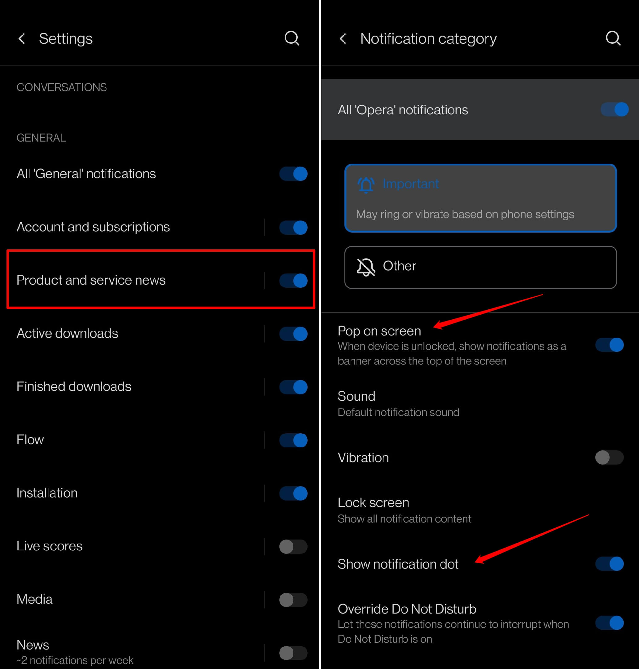 personalize an individual notification item