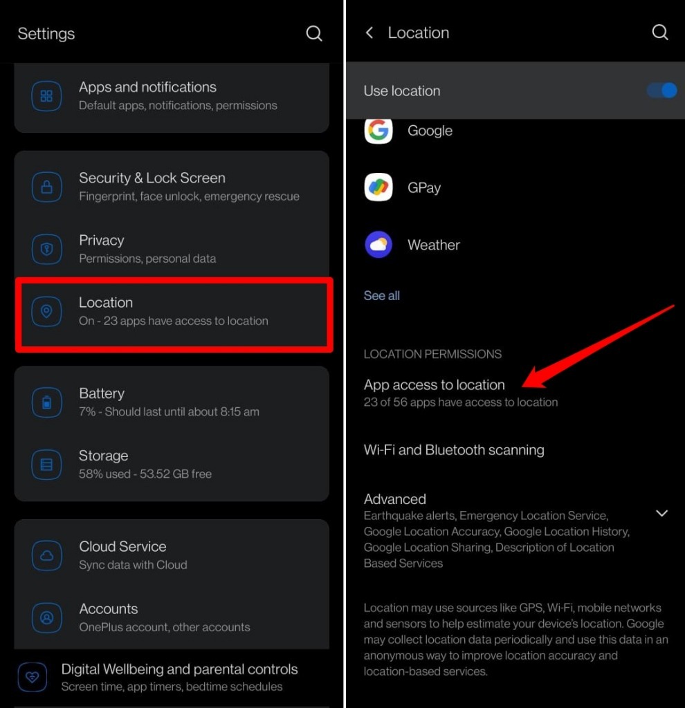 android location permissions