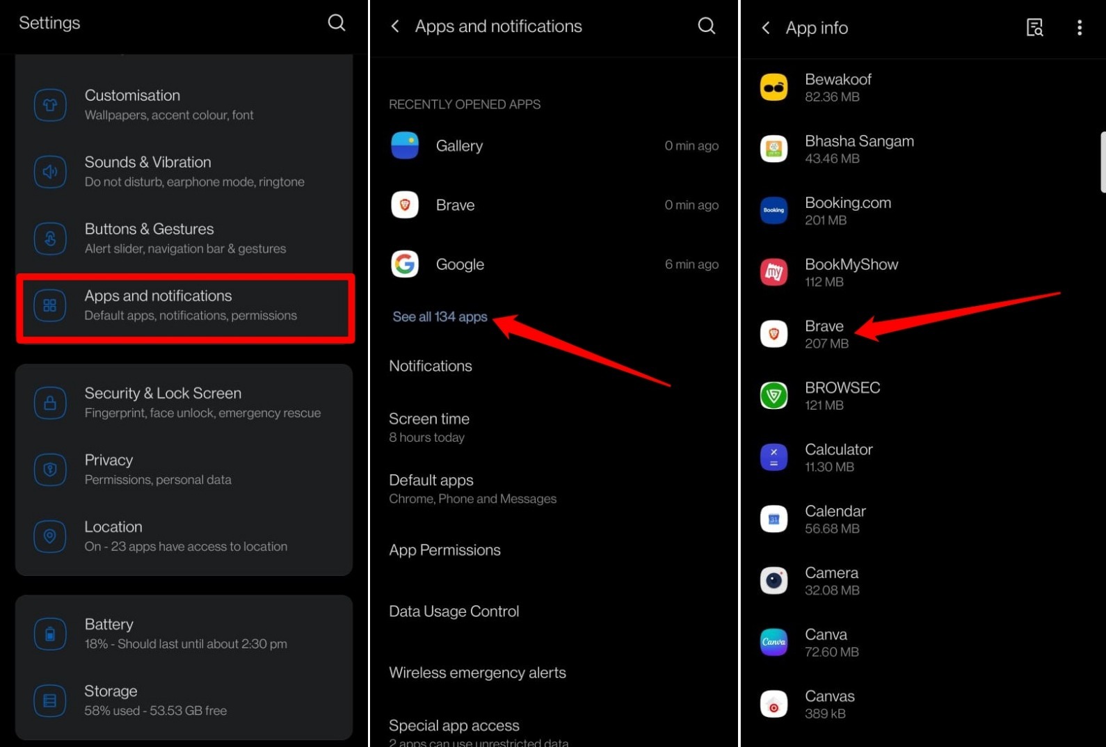 brave app settings android