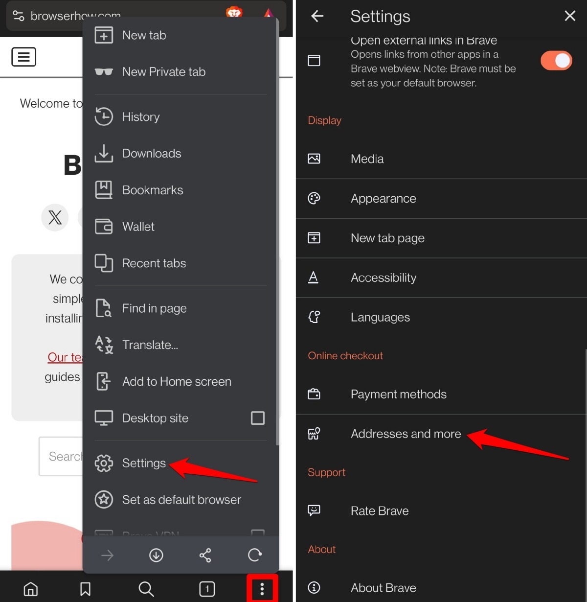 brave browser address settings