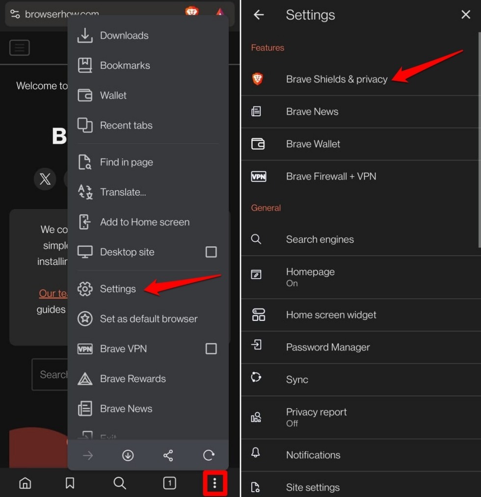 brave browser android privacy settings
