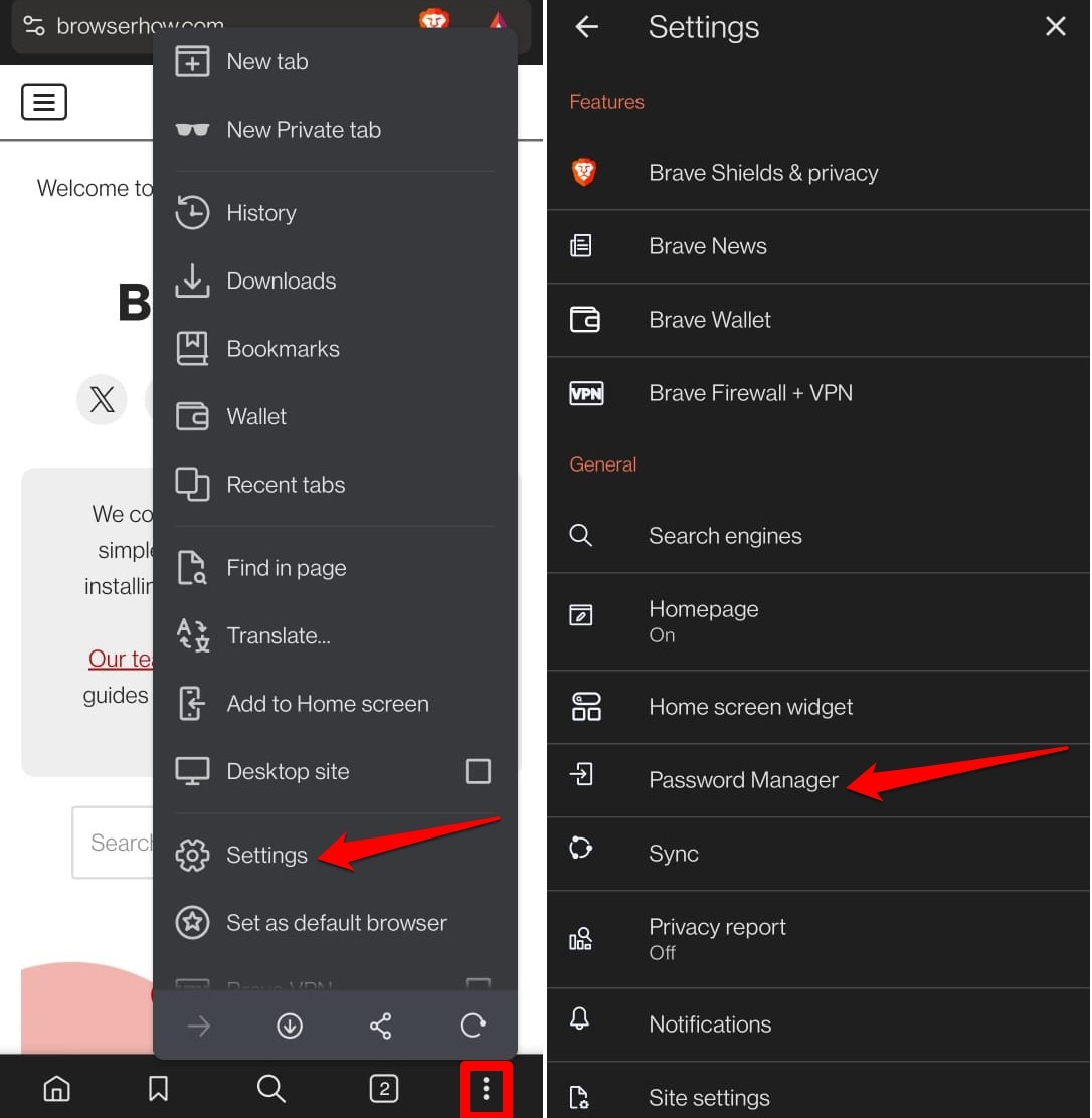 brave password manager in Android