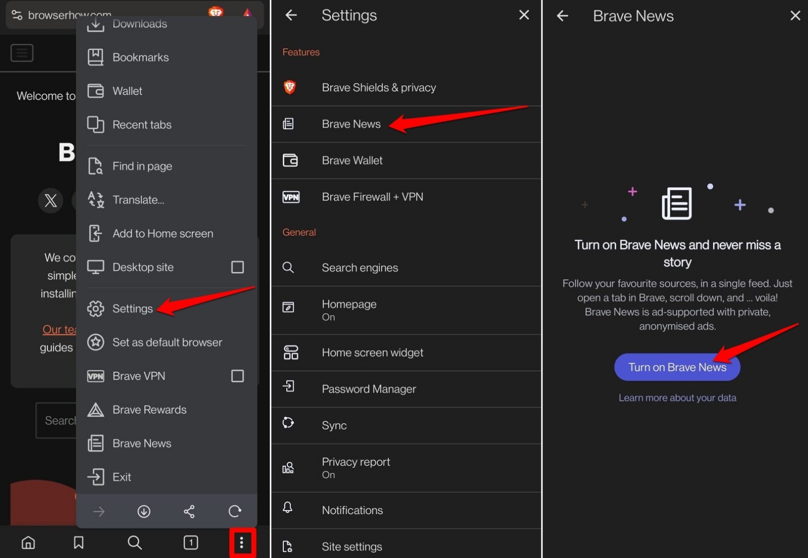 enable or disable Brave news on the homepage