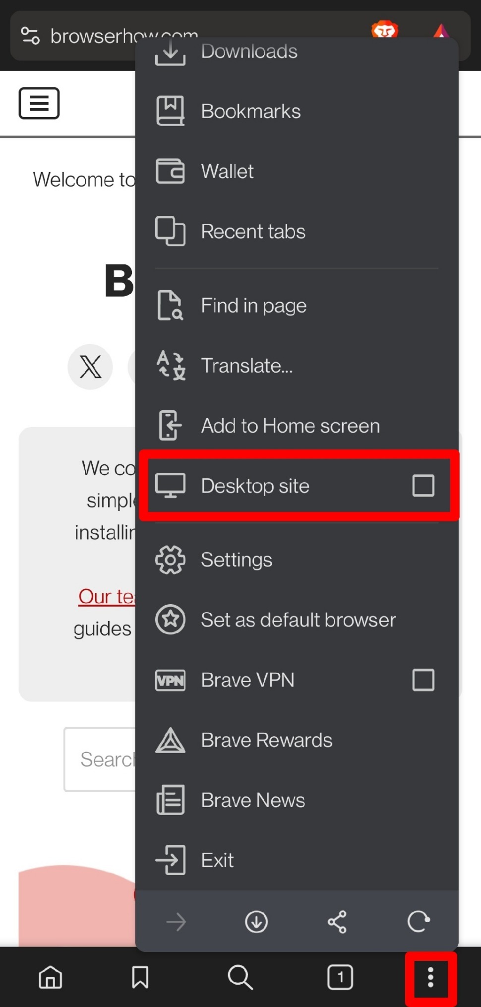 revert to mobile site view in brave browser android