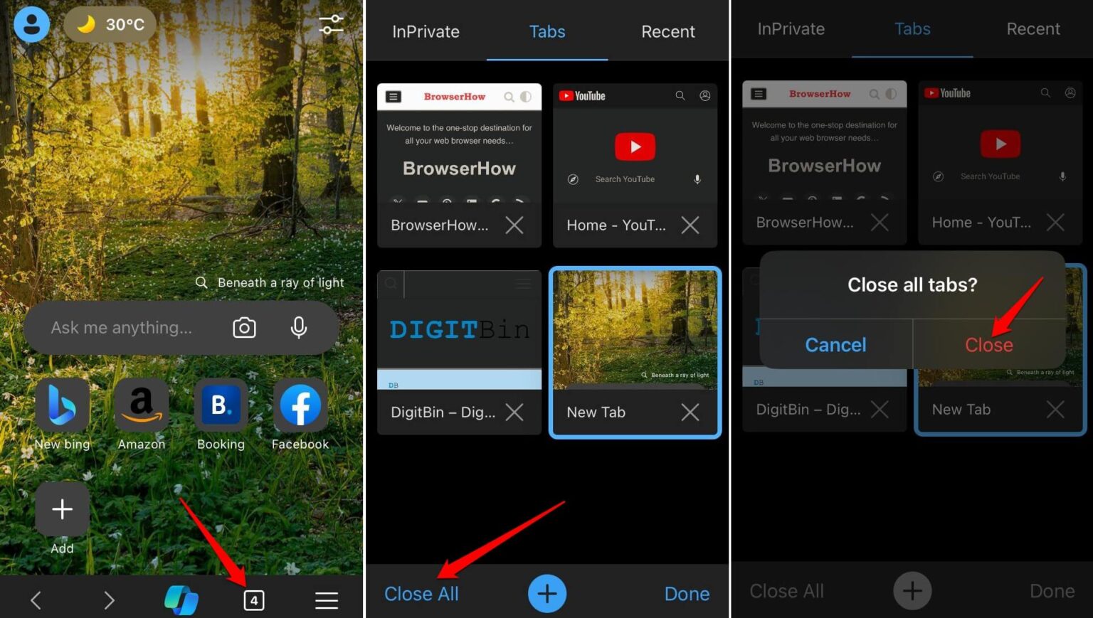 How to Open Tabs and New InPrivate Tabs in Edge on iPhone