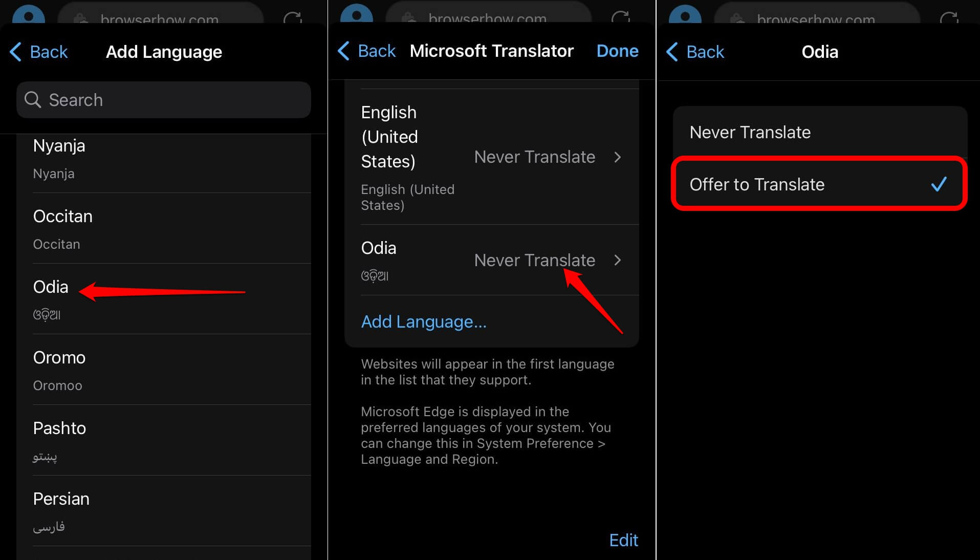 enable translation to preferred language