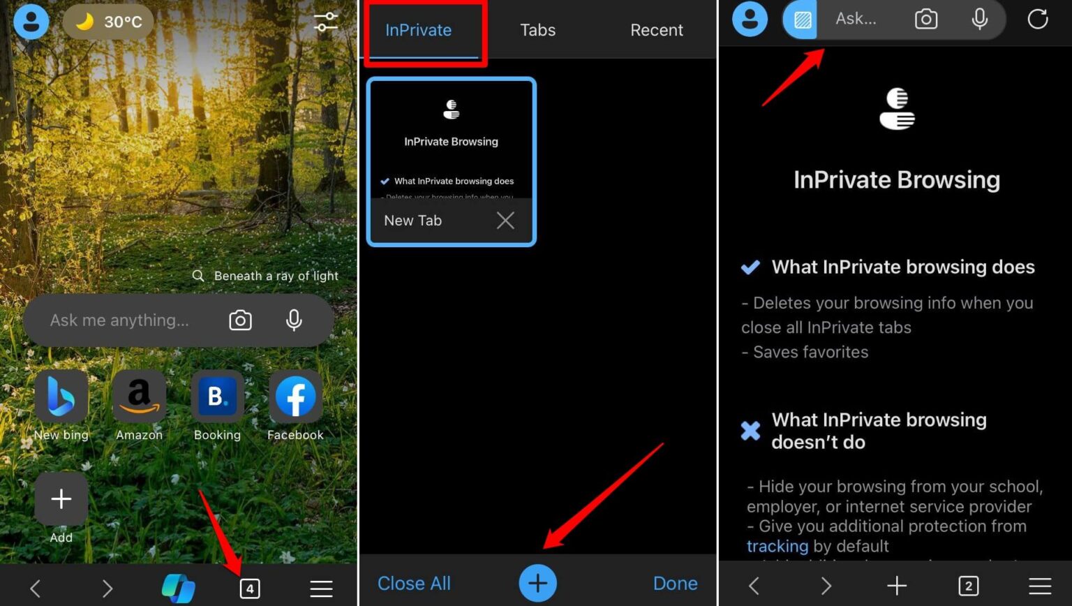 How to Open Tabs and New InPrivate Tabs in Edge on iPhone