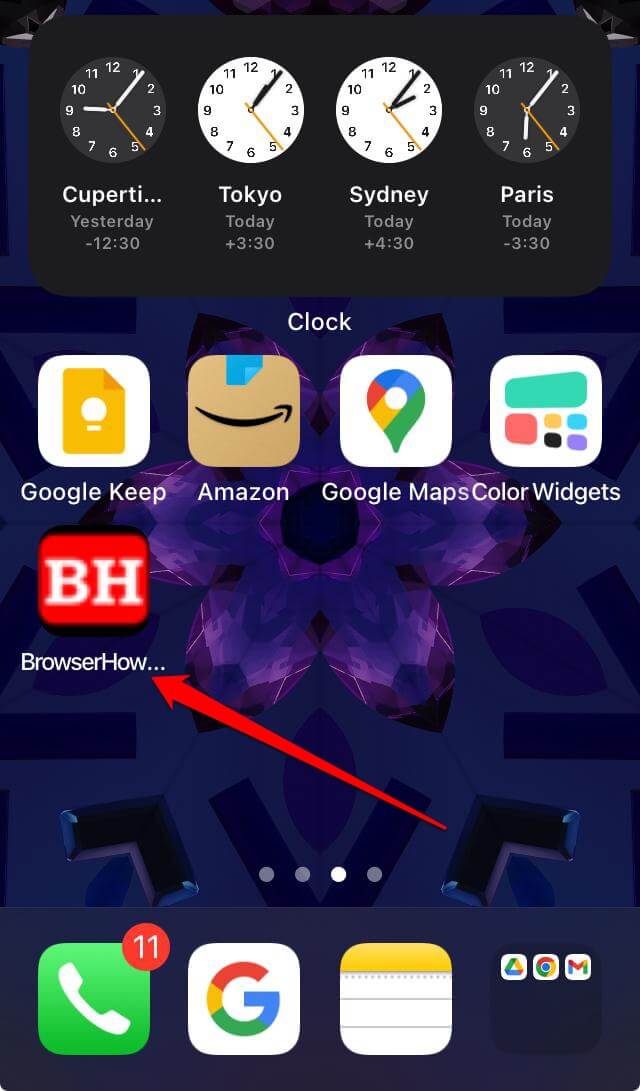 site shortcut created on Edge added to iPhone home screen