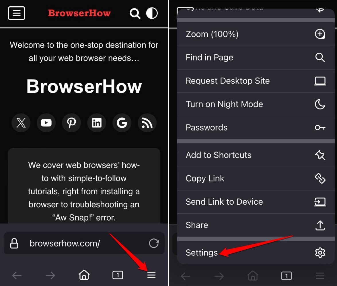 Go to Firefox iOS settings