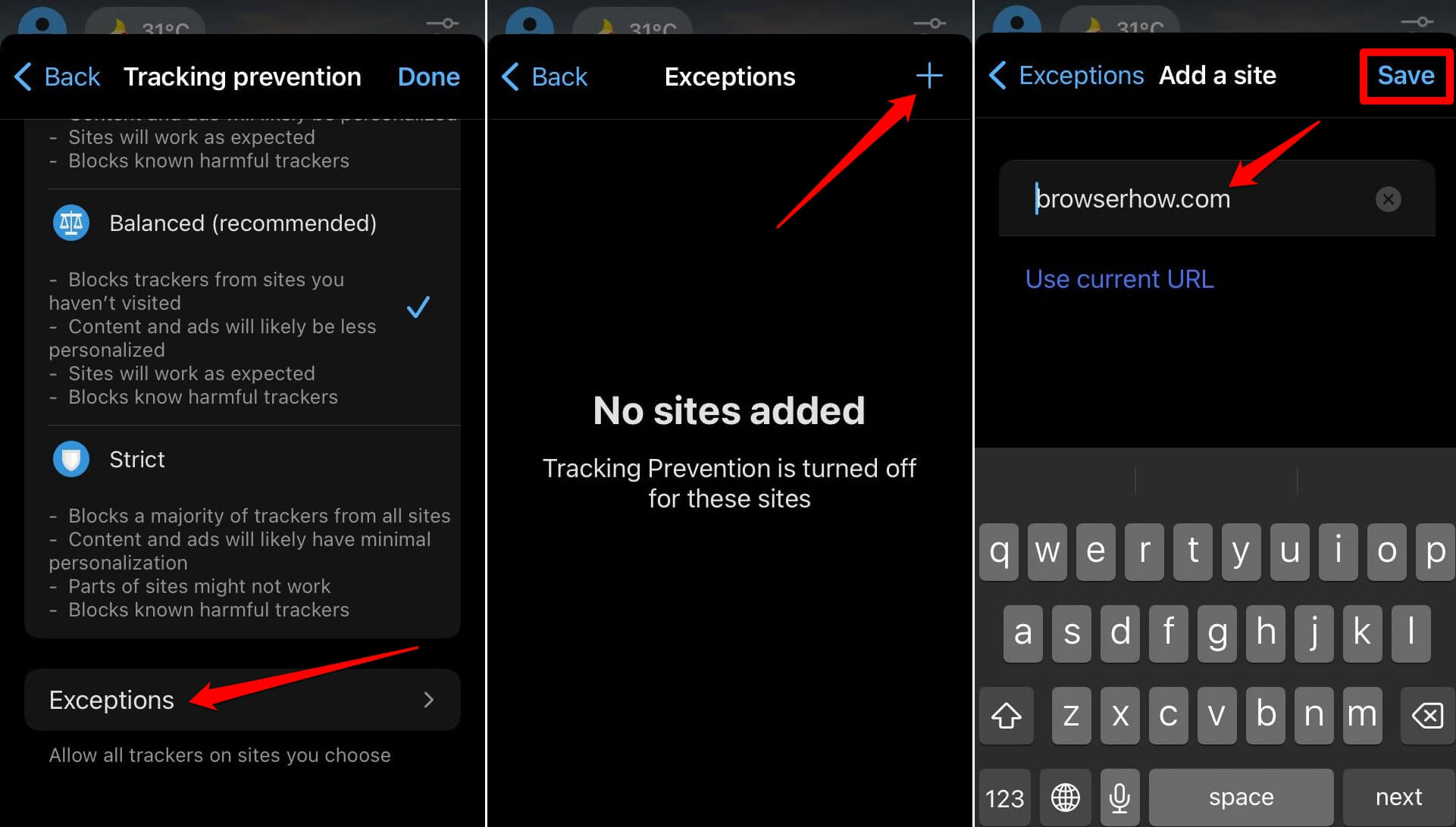 add exception to prevent tracking on Edge iOS