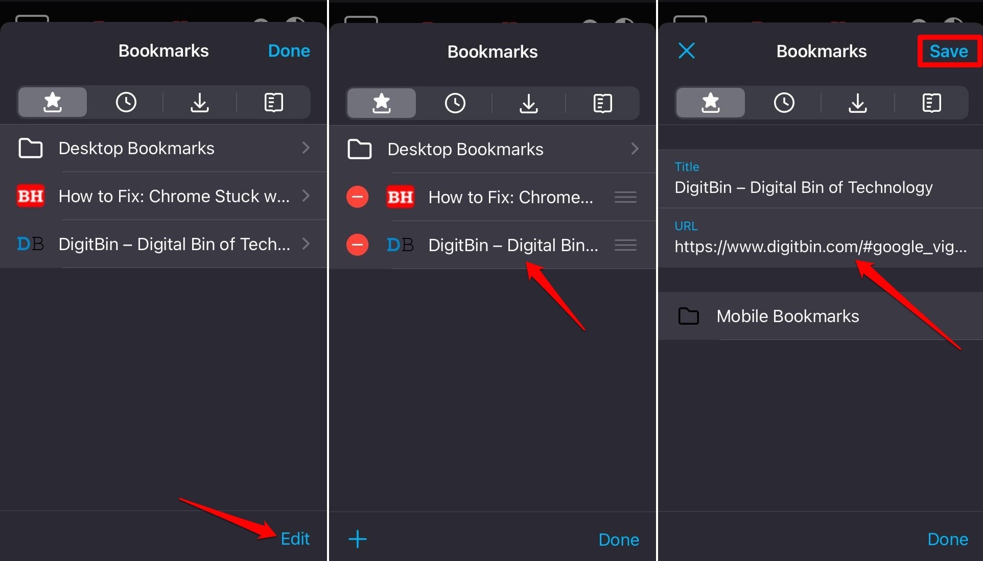 edit bookmark on Firefox iOS
