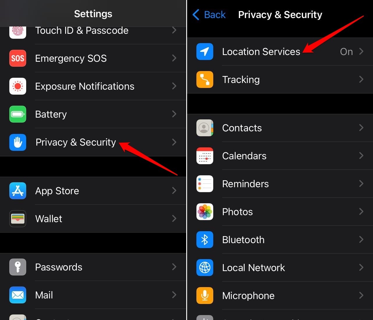 iPhone location services