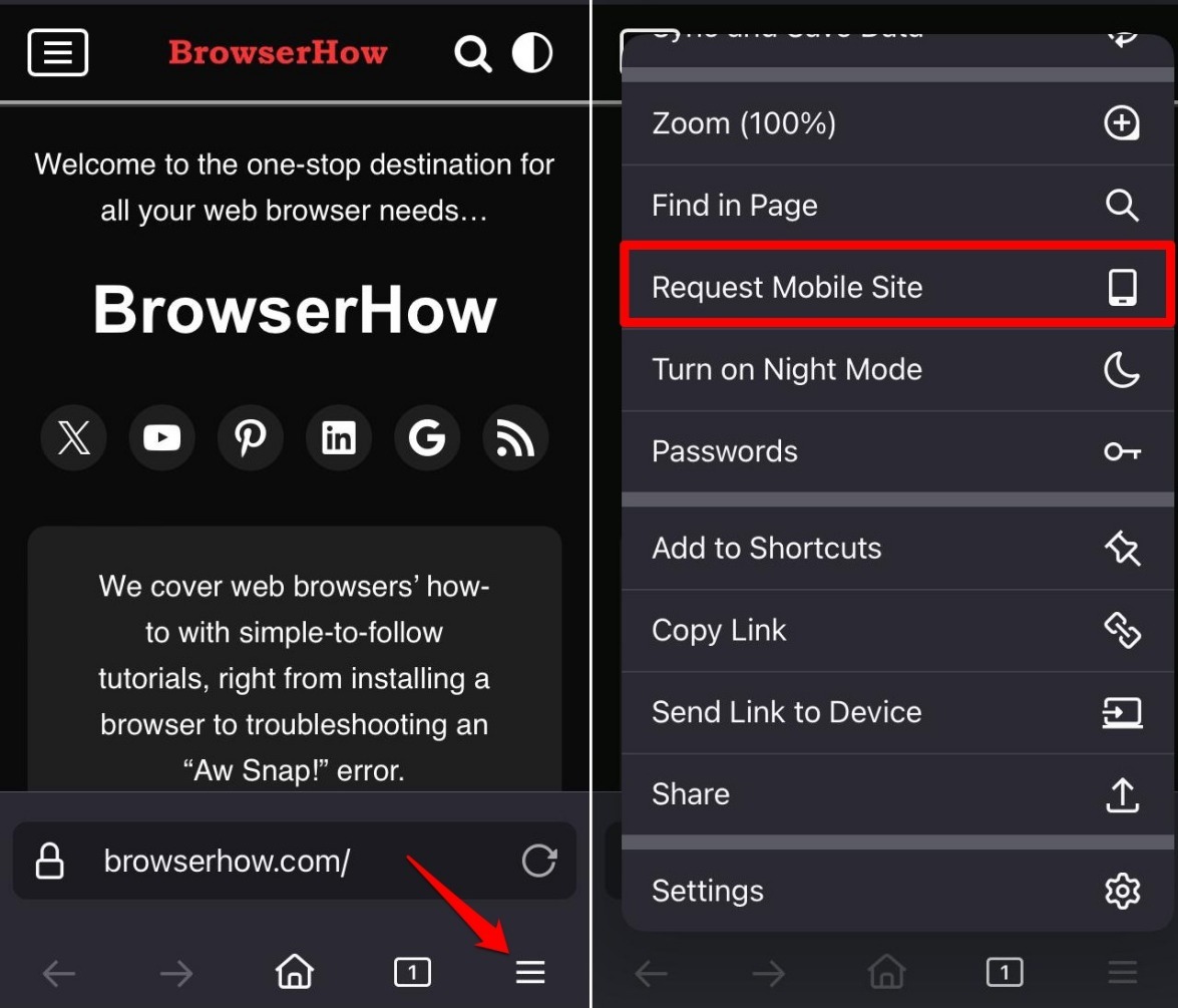 request mobile site view on firefox iOS 