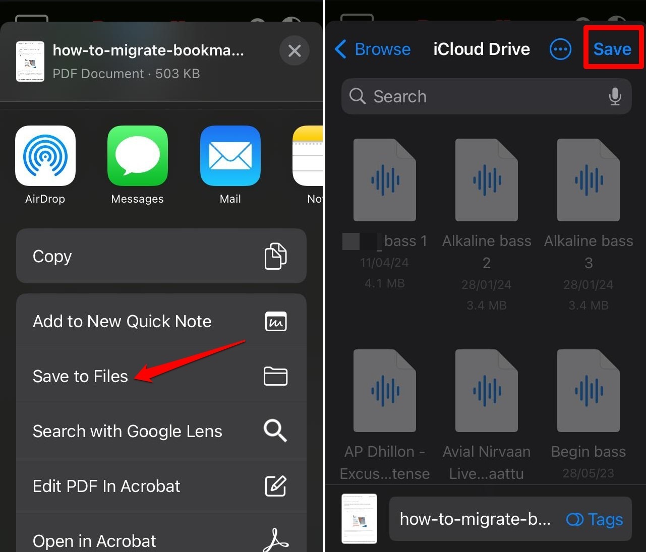 save a webpage as PDF file to iOS Files App
