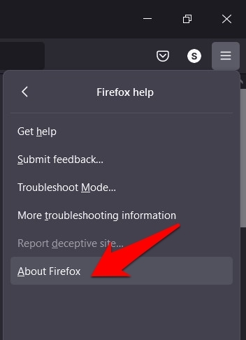 About Firefox menu under Firefox Help