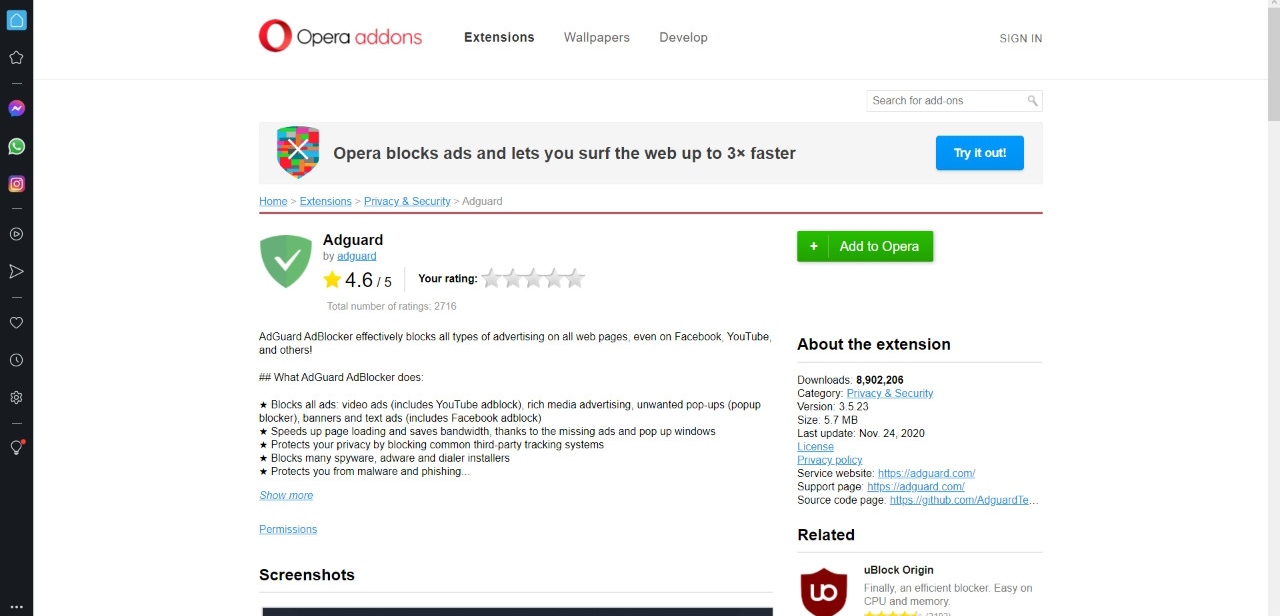 AdGuard Opera Add-on