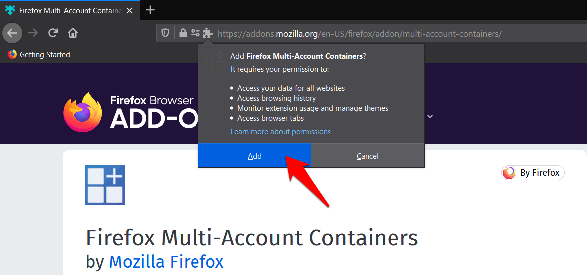 Add Multi-account Firefox Containers
