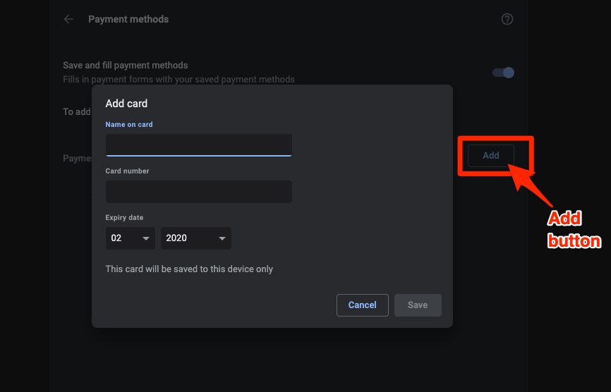 Add Card Details in Chrome Computer