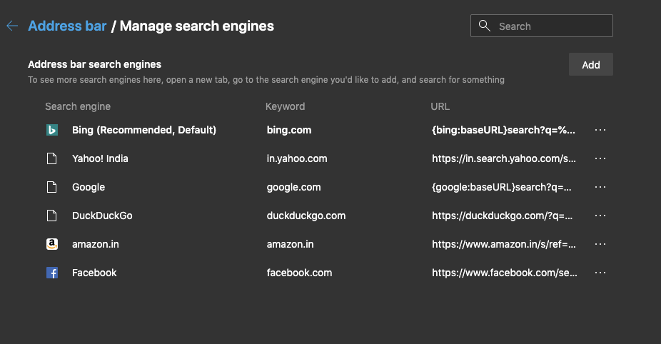 Add Search Engine in Edge Computer Browser