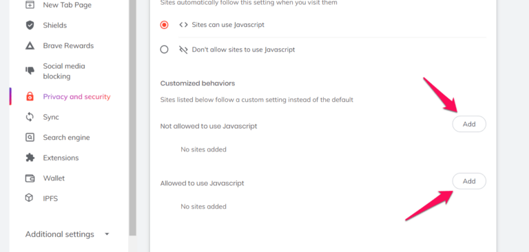 How to Enable or Disable JavaScript in Brave on the Computer