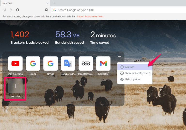 How to Add Site Links to Brave browser Home screen