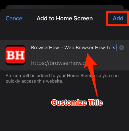Add to Home Screen link from Safari iPhone