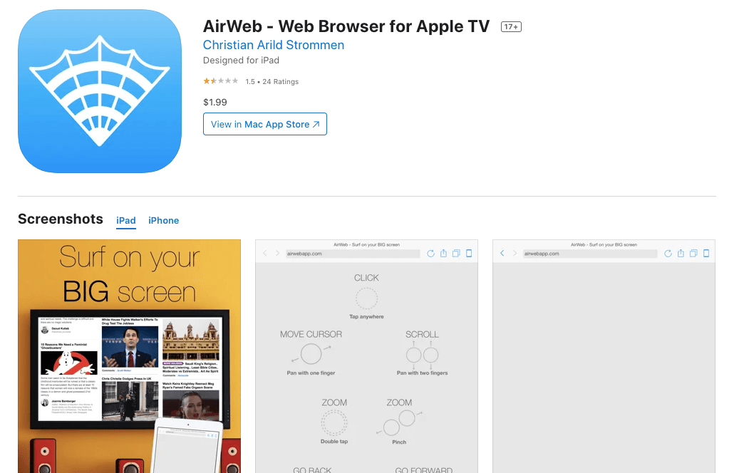 AirWeb - Web Browser for Apple TV on the App Store