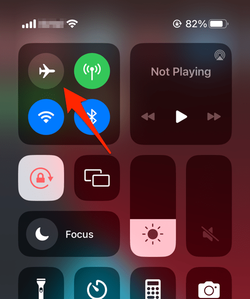 Airplane Mode button under Control Center on iPhone