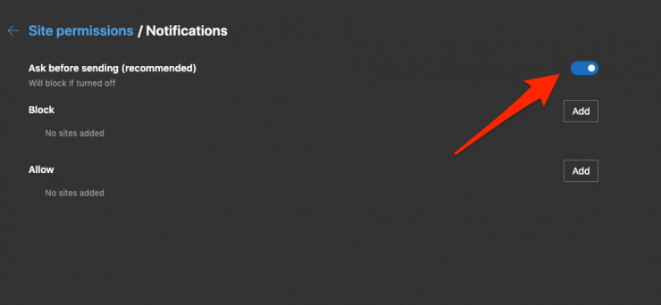 How to Manage or Stop Notifications from the Edge browser on a Computer