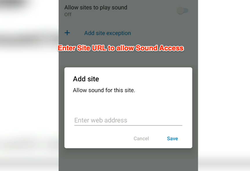 Add Exception to Allow Sites to Play Sound Edge Android