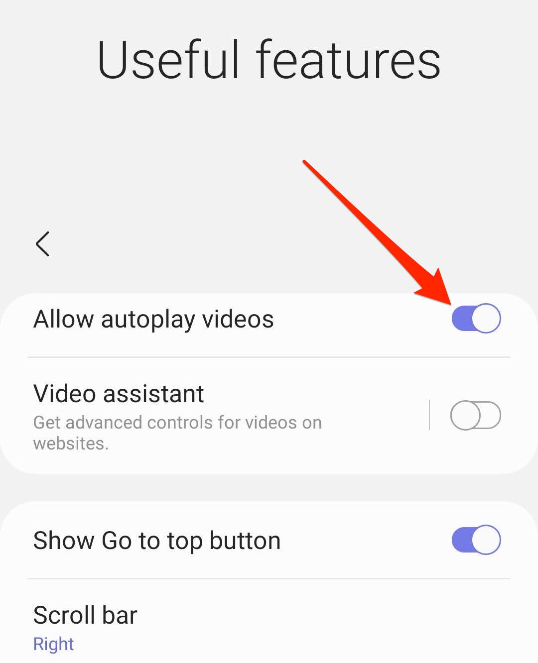 Allow or Disable the Autoplay videos in Samsung Internet