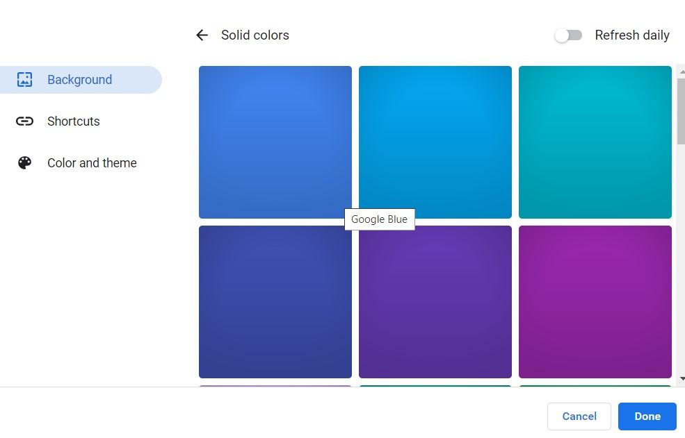 Background Solid Color for Chrome browser