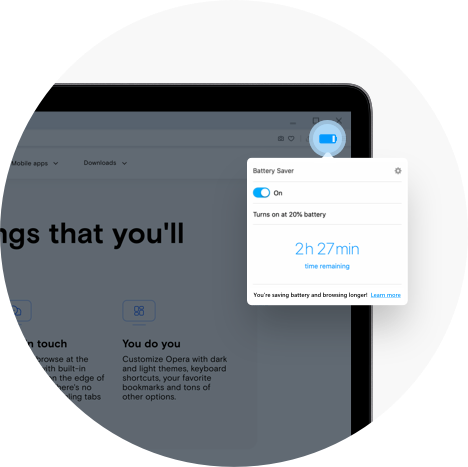 Battery Saver Optimization option in Opera Browser