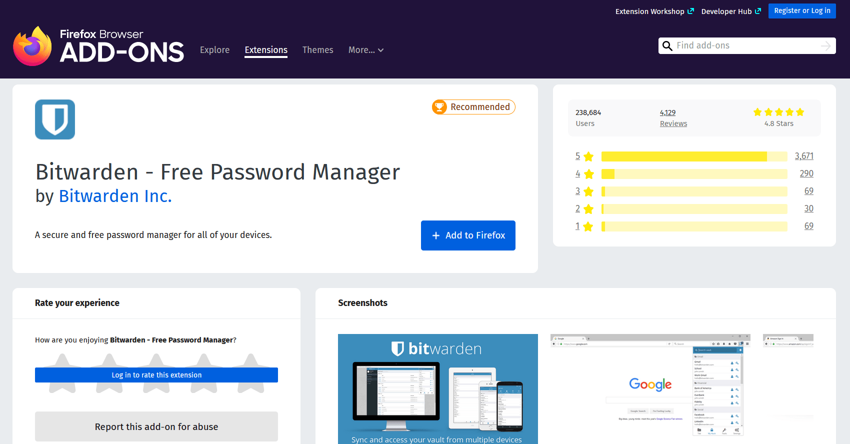 Bitwarden Password Manager Firefox Add-On