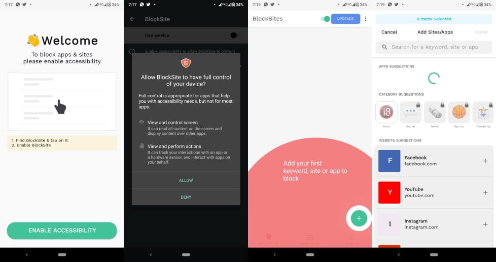 BlockSite Chrome Android App Steps