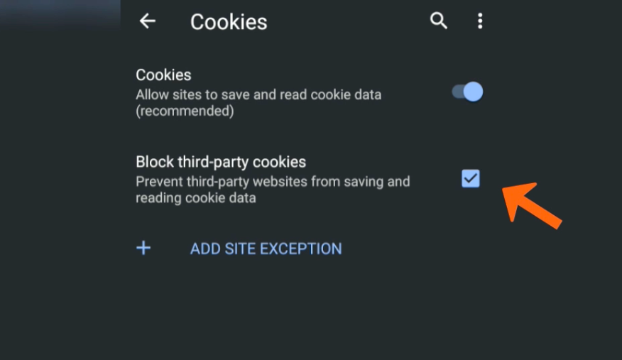 Block third-party cookies on Chrome Android