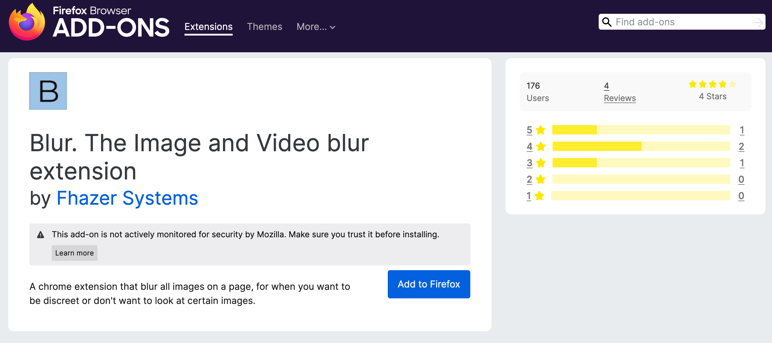 Blur. The Image and Video blur Firefox extension